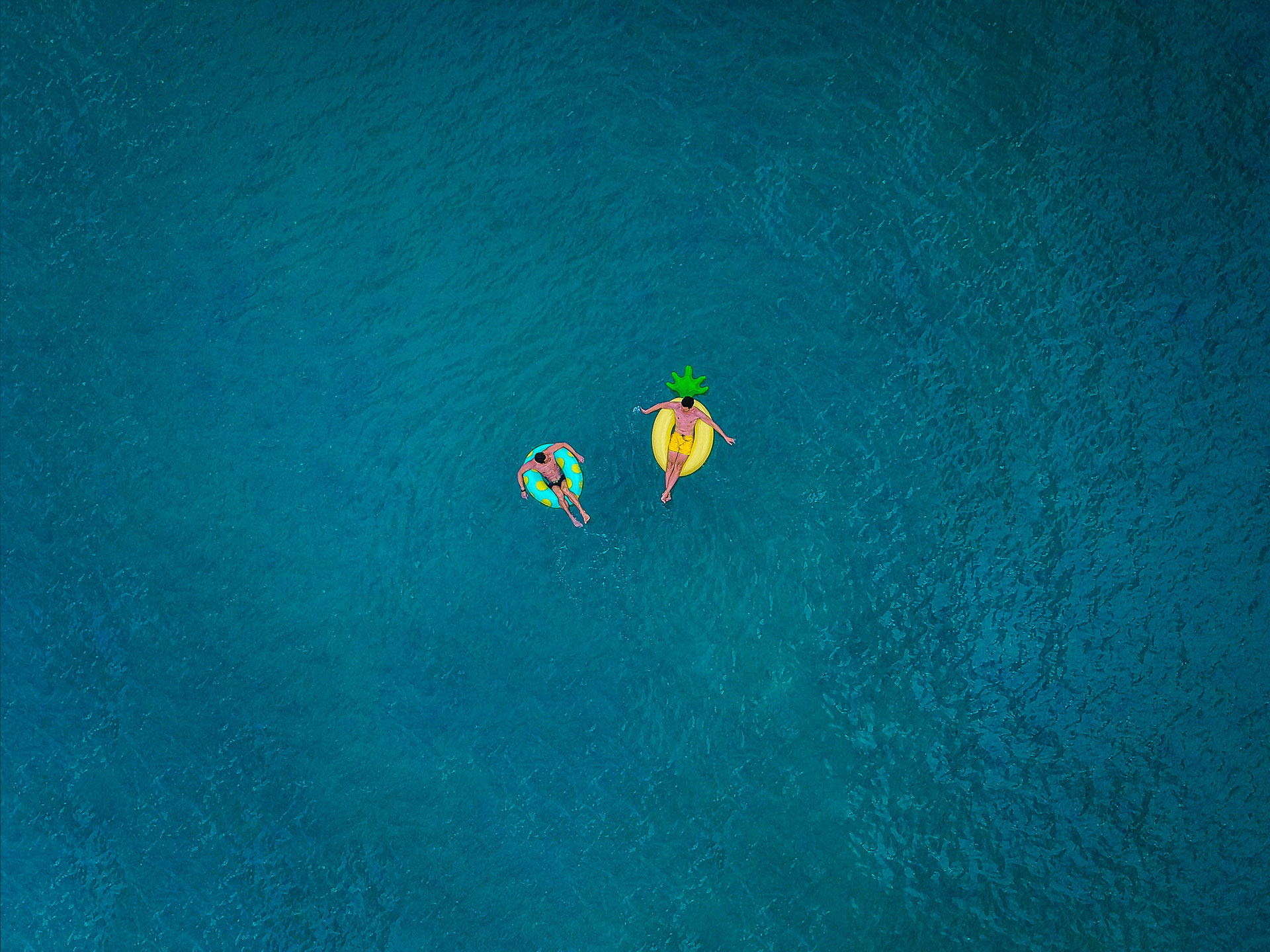 People on swimrings