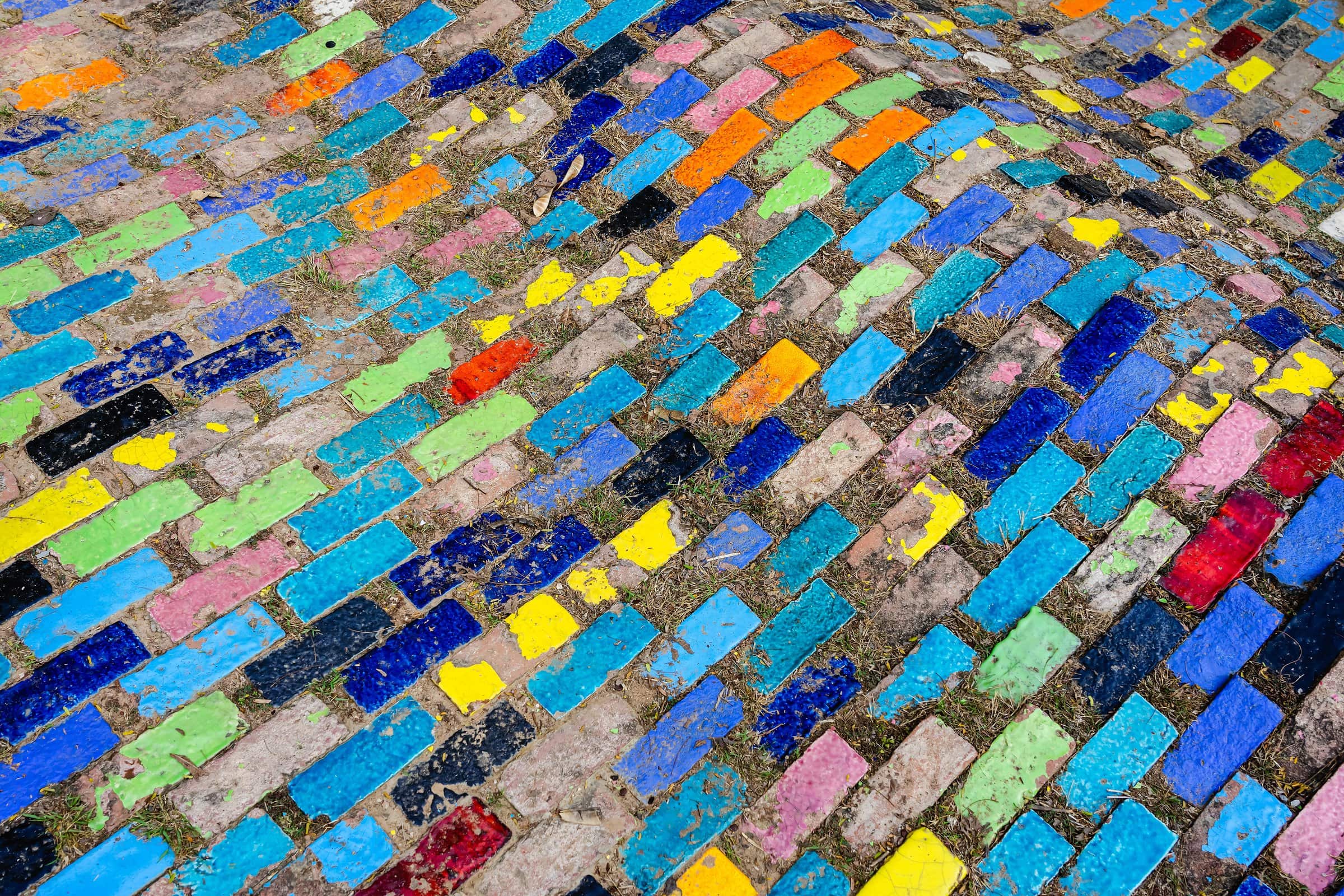 Sidewalk made of colorful stones